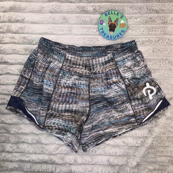 Lululemon X Peloton Hotty Hot‎ Shorts Womens 10 Tall 4" Digital Oasis Grey Blue - Picture 1 of 7